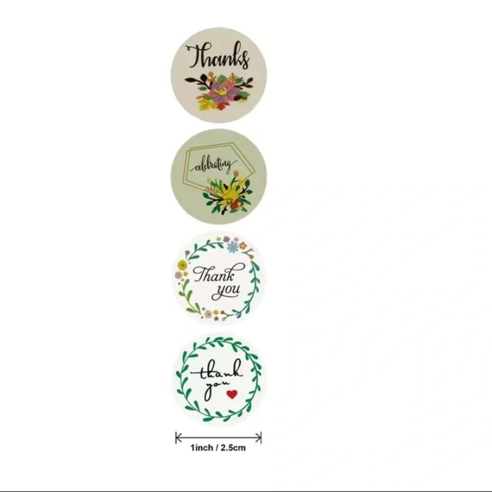 500‎ pcs literary flowers thank you roll stickers